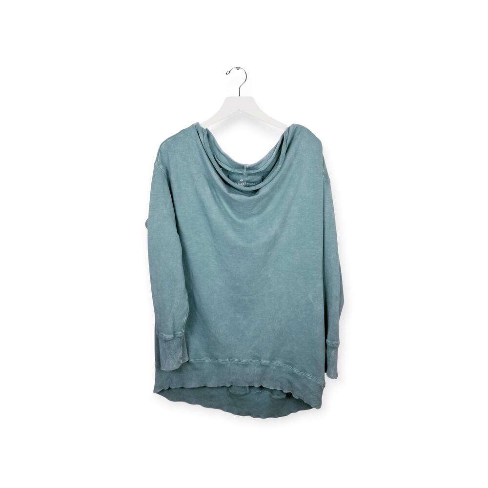 PILCRO Anthropologie Acid Wash "Donna" Boatneck Sweatshirt Marine #OB1196261 - L - Picture 4 of 9